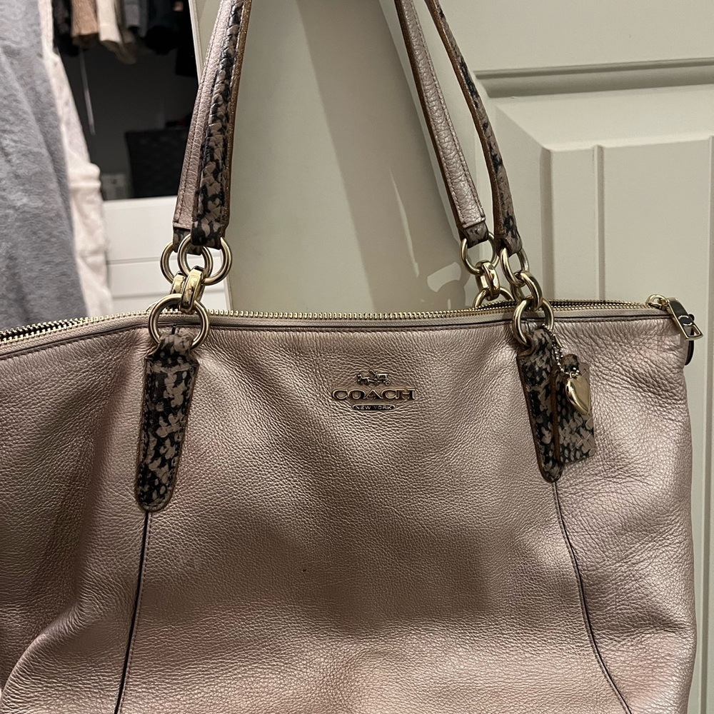 Coach Cream Shoulder Bag with Braided Handles